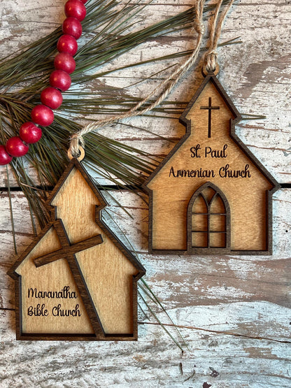 Personalized Church Christmas Tree Ornament | Gift for Sunday School | Gift for Pastor Preacher | Religious Ornament | Fundraiser for Church