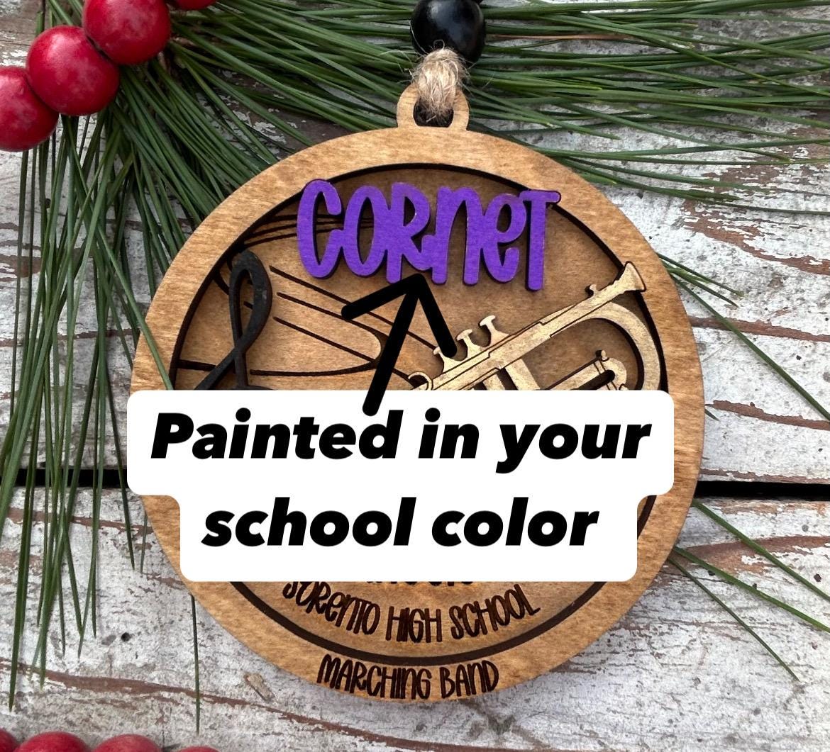 Personalized Cornet Concert Band Christmas Tree Ornament | Brass Music Instrument Ornament | Custom Band Gift | Gift for Band Director
