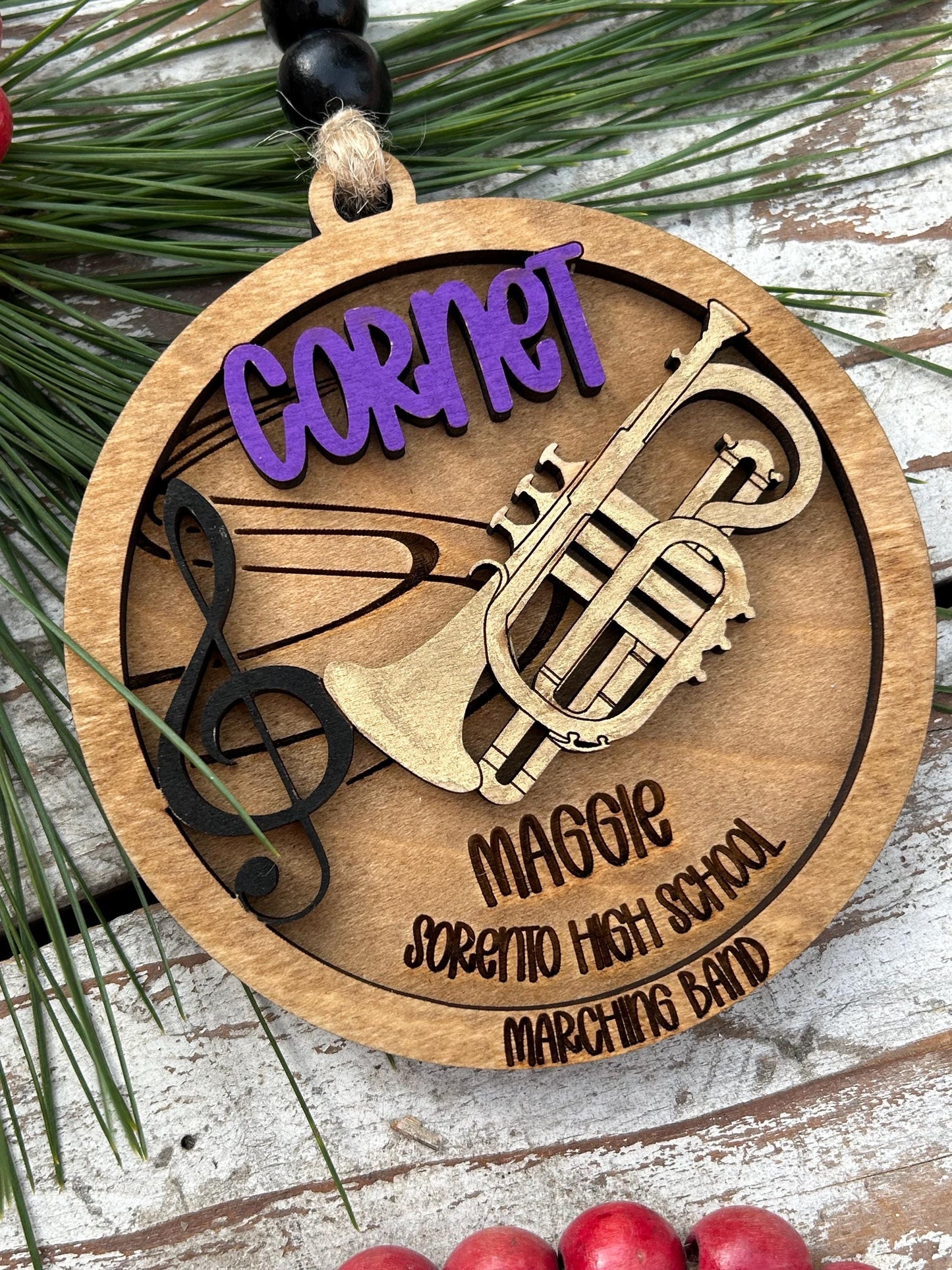 Personalized Cornet Concert Band Christmas Tree Ornament | Brass Music Instrument Ornament | Custom Band Gift | Gift for Band Director