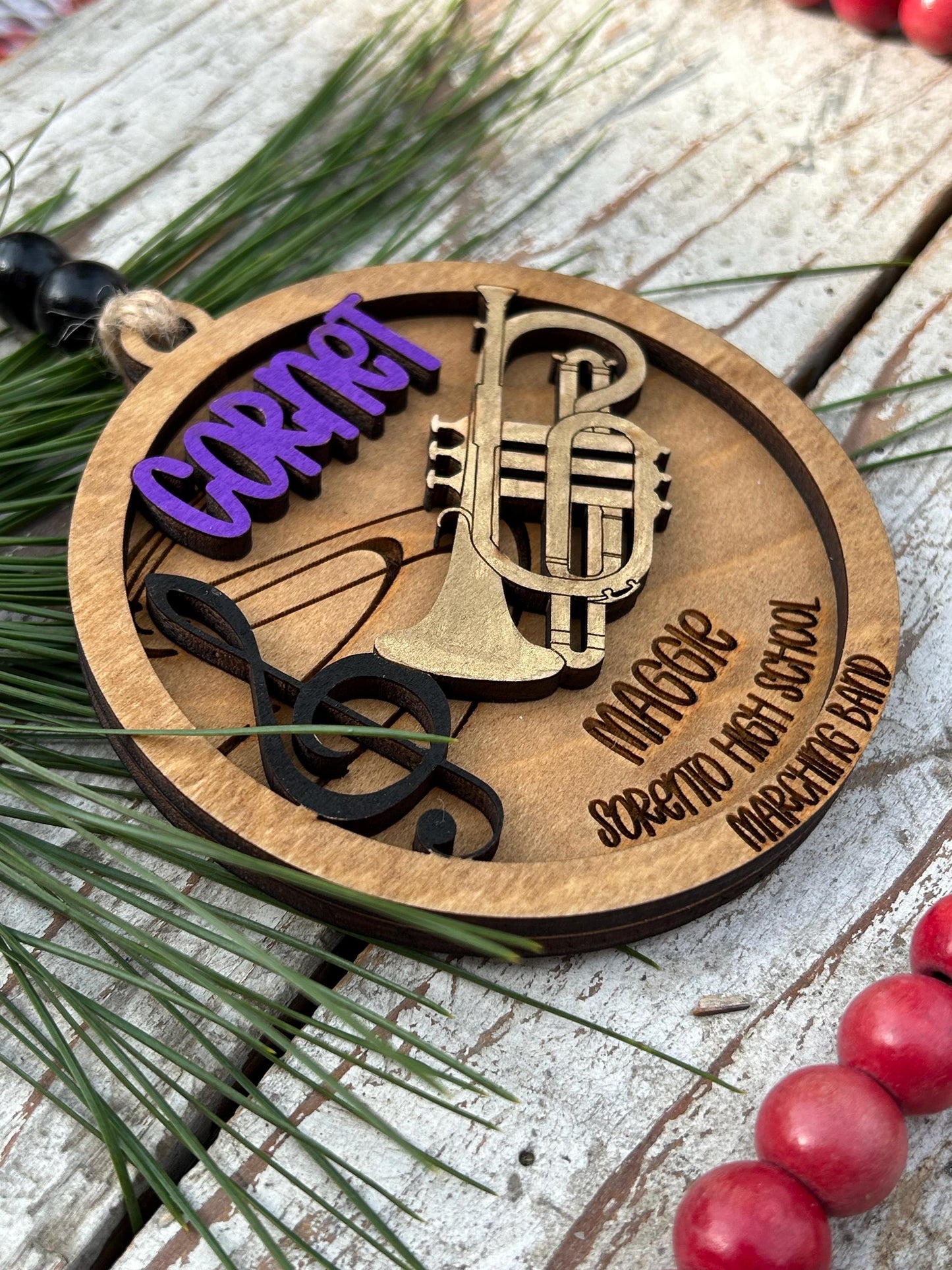 Personalized Cornet Concert Band Christmas Tree Ornament | Brass Music Instrument Ornament | Custom Band Gift | Gift for Band Director