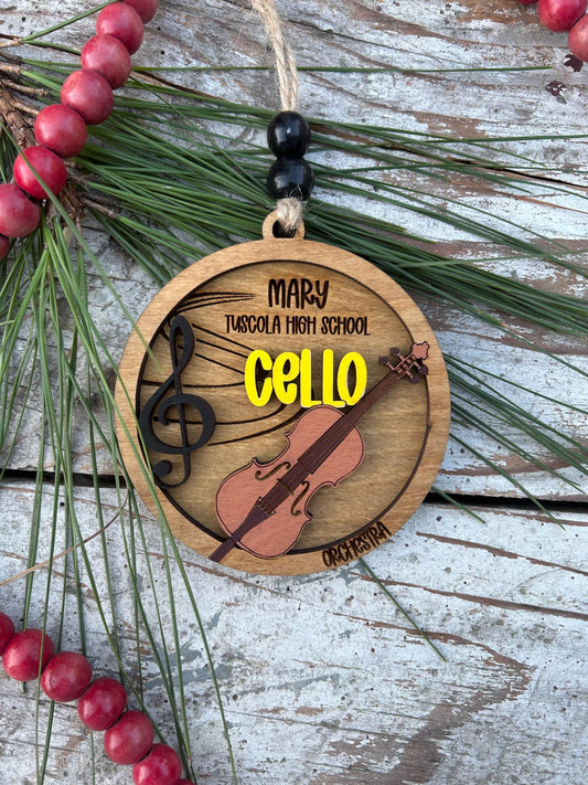 Personalized Cello Orchestra Christmas Tree Ornament | Cellist Gift | Custom Music Cello Lover Keepsake | First Cello Recital Present