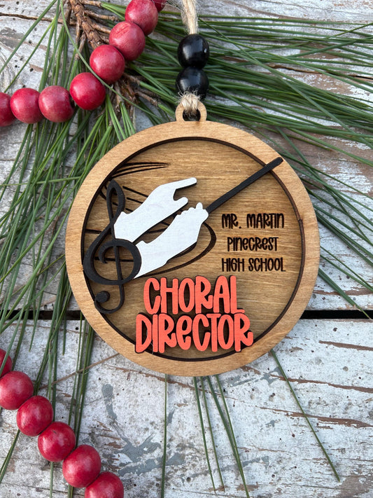 Personalized Choral Director Christmas Tree Ornament |  Custom Chorus Teacher Gift | School Singing Group | Music Lover | Church Choir