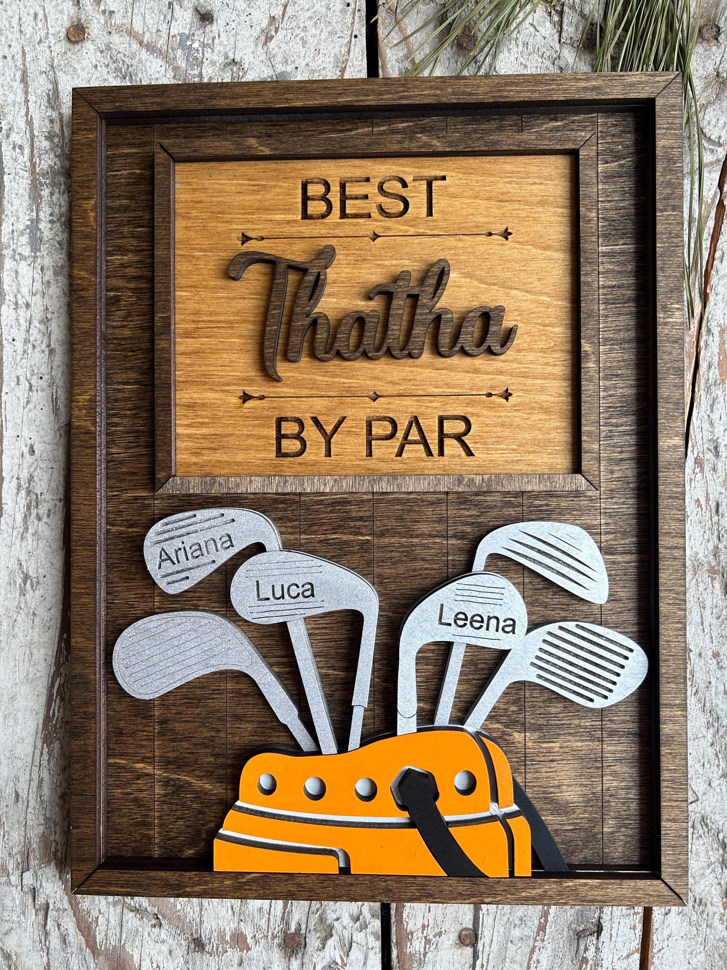 Personalized Dad or Grandpa Golf Sign | Best Dad by Par Fathers Day Golfing Gift for Daddy | Papa Pops Pappy | Golf Lover Custom Present