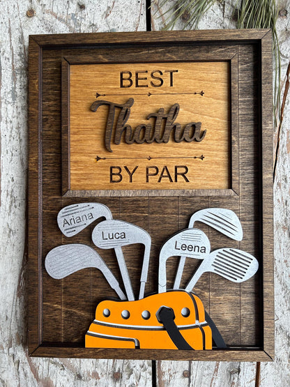 Personalized Dad or Grandpa Golf Sign | Best Dad by Par Fathers Day Golfing Gift for Daddy | Papa Pops Pappy | Golf Lover Custom Present