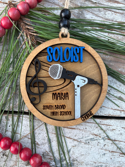 Personalized Soloist Chorus Christmas Tree Ornament |  Custom School Choral Singer | Musical Theater | Music Lover | Church Choir Solo