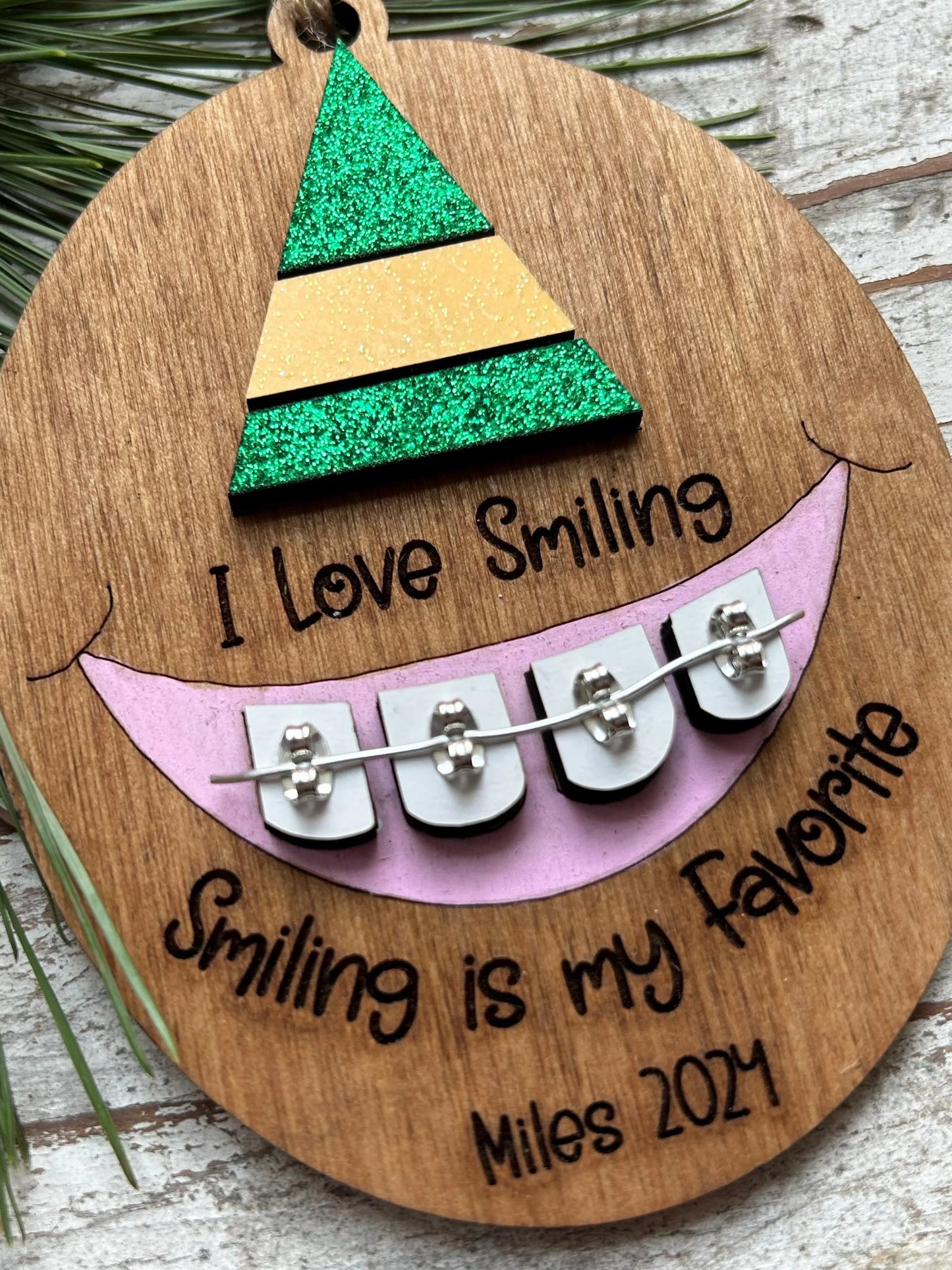 Personalized Braces Christmas Tree Ornament | Smiling is My Favorite | Brace Face | Orthodontist | Tin is In | Metal Mouth | Perfect Smile