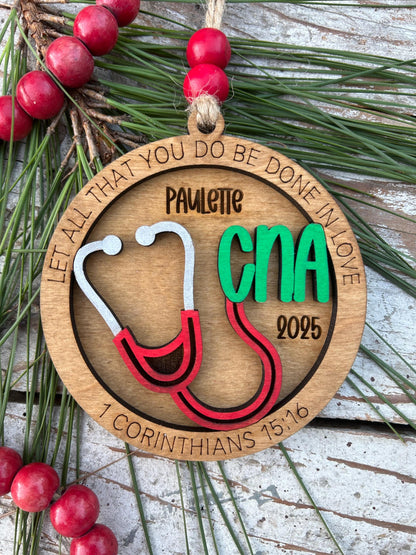 Personalized CNA Nurse Christmas Tree Ornament | Religious Gift for Nursing Graduate | Gift for Nurse | CNA Ornament | 1 Corinthians 15:16