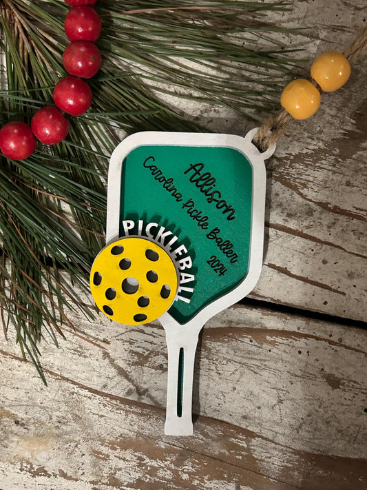 Personalized Pickleball Christmas Tree Ornament | Pickle Ball Team Players Gift | Custom Paddle Racket Tournament Prize | Pickleball Lover