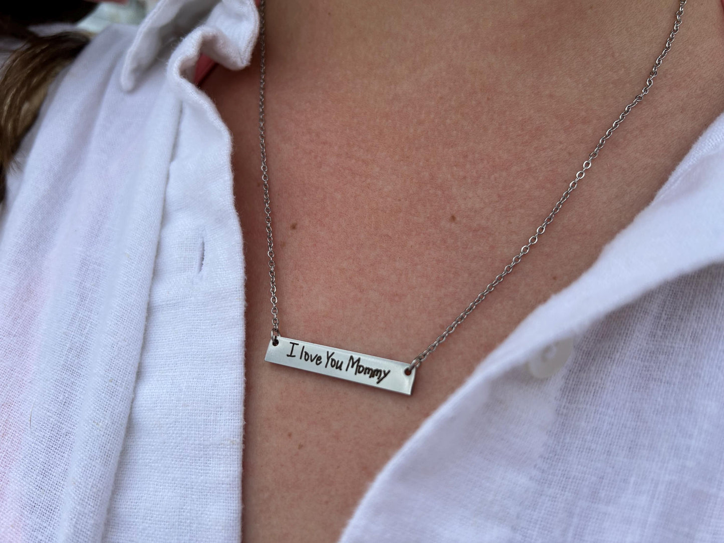 Personalized Mom Necklace Using Child Handwriting | Mothers Day Gift from Son or Daughter | Custom Signature Necklace | Engraved Handwriting