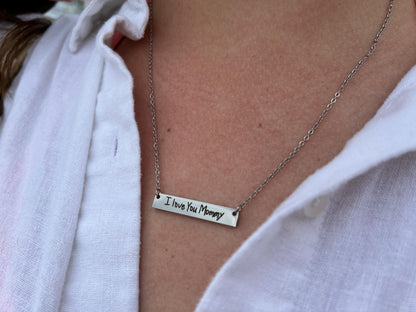 Personalized Mom Necklace Using Child Handwriting | Mothers Day Gift from Son or Daughter | Custom Signature Necklace | Engraved Handwriting