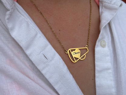 Personalized Cheer Megaphone Name Necklace | Cheerleader Football Jewelry | Cheerleader Mom Necklace | Cheer Team | Cheer Squad Senior Gifts