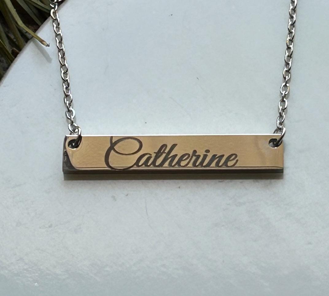 Personalized Name Bar Necklace | Mothers Day Gift from Son Daughter | Custom Signature Necklace | Silver Gold Jewelry | Gift for Girlfriend