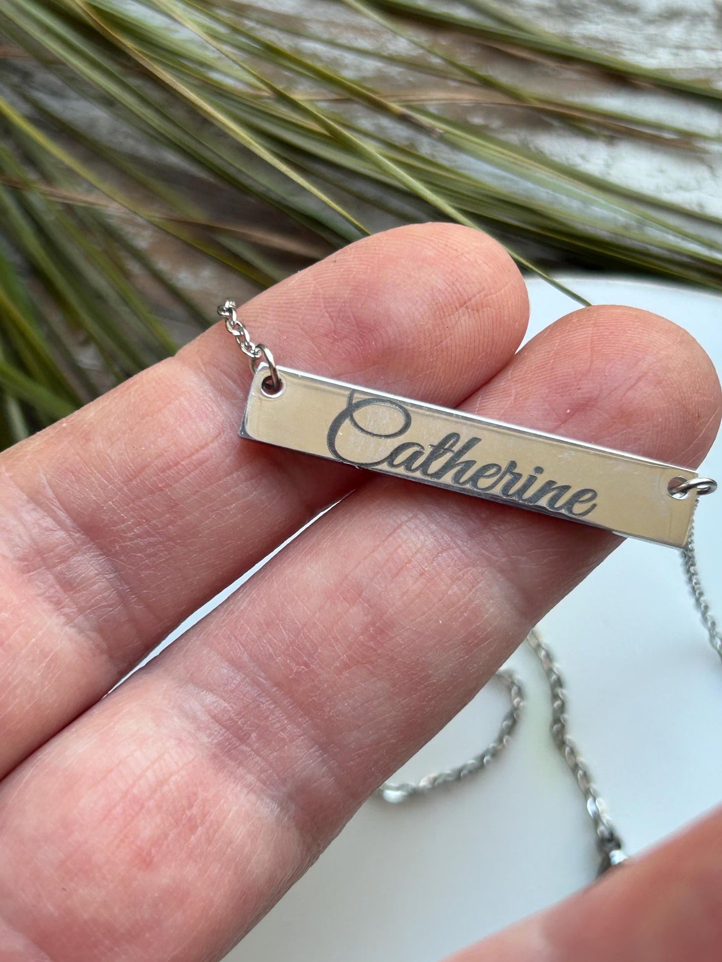 Personalized Name Bar Necklace | Mothers Day Gift from Son Daughter | Custom Signature Necklace | Silver Gold Jewelry | Gift for Girlfriend