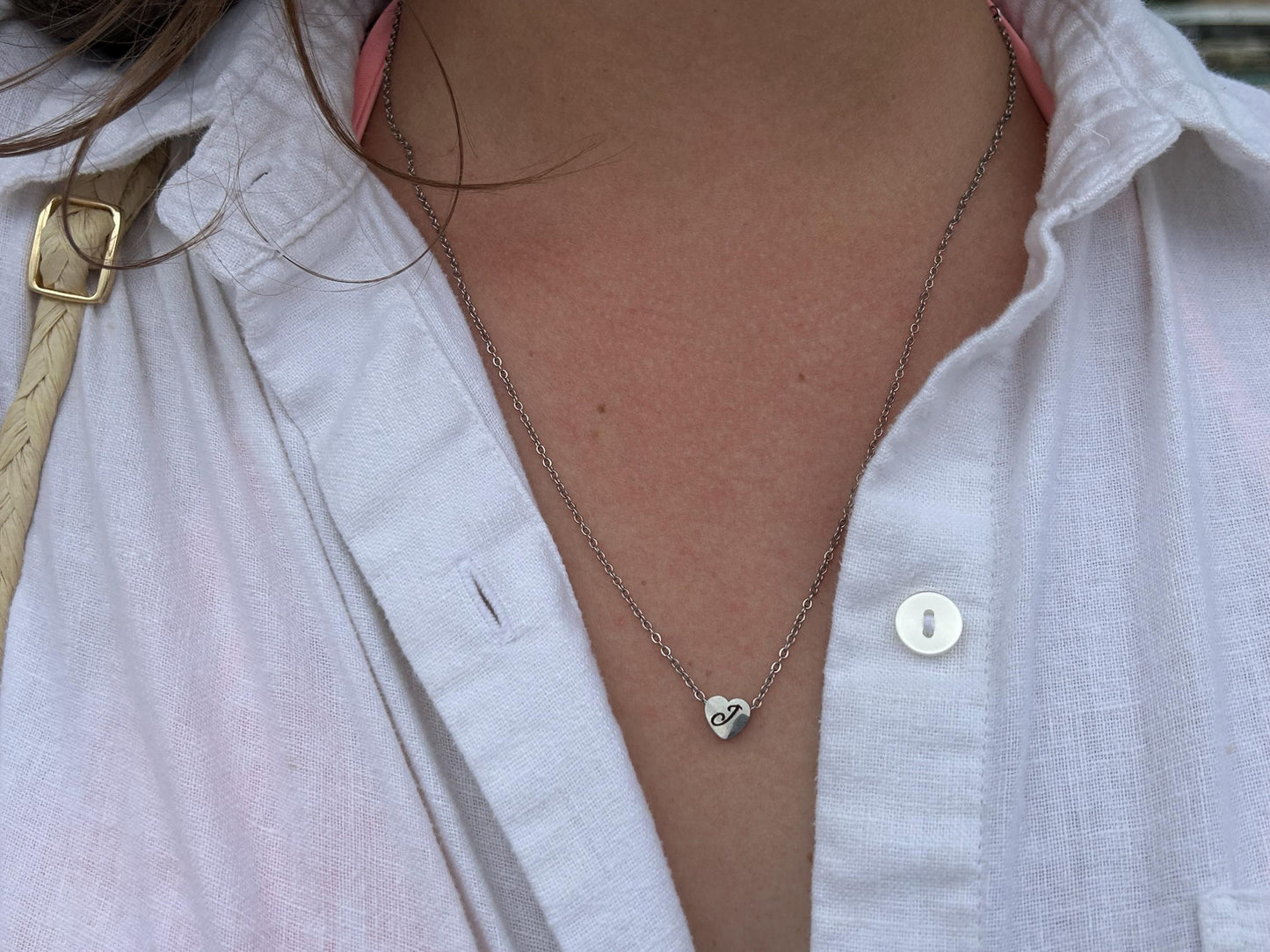 Personalized Initial Heart Necklace | Mothers Day Gift | Custom Signature Necklace | Silver Gold Jewelry | Gift for Girlfriend