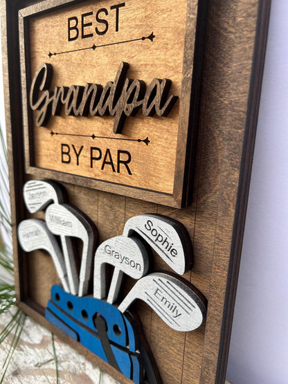 Personalized Dad or Grandpa Golf Sign | Best Dad by Par Fathers Day Golfing Gift for Daddy | Papa Pops Pappy | Golf Lover Custom Present