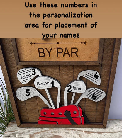 Extra Golf Club for Personalized Dad or Grandpa Golf Sign | Best Dad by Par Fathers Day Golfing Gift for Daddy | Papa Pops Pappy