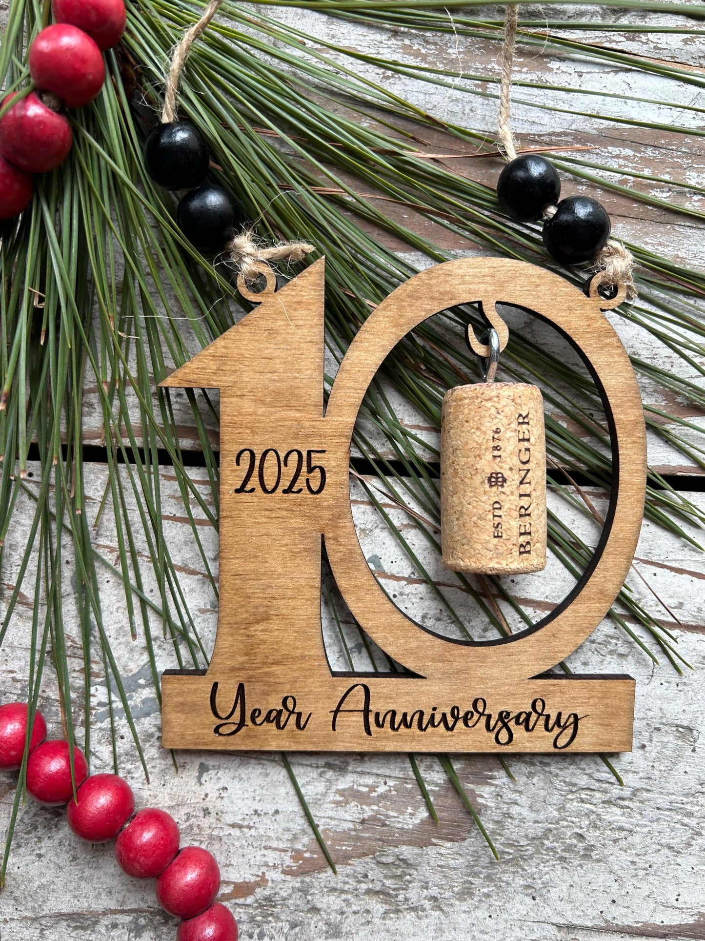 2026 10th Anniversary Wine Cork Keepsake Christmas Tree Ornament- Cork not included | Ten Year Anniversary | 10th Anniversary Gift | 10 yr