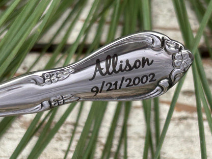 Personalized Baby Silver Spoon | Engraved Feeding Oneida Spoon for Toddler Baby Kid | Baby Shower Gift | Custom Girl or Boy Newborn Keepsake