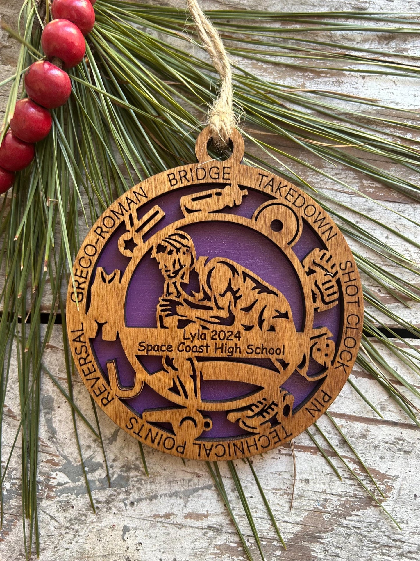 Personalized Wrestling Christmas Tree Ornament | Gift for High School Wrestling Team | Custom Wrestler Ornament | Senior Wrestler Team Gift