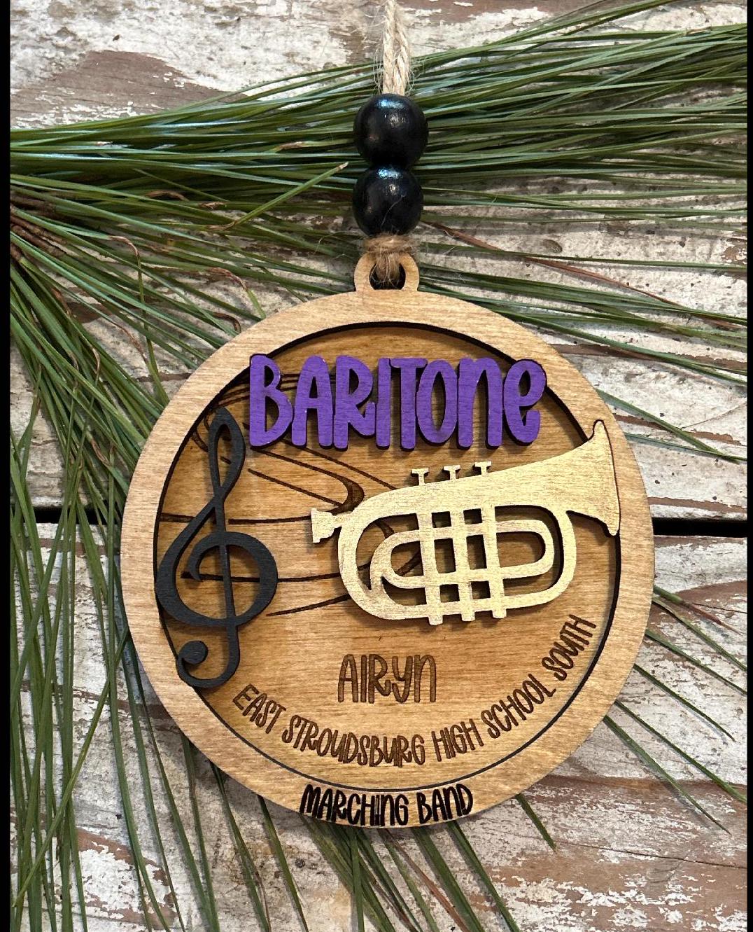 Personalized Baritone Marching Band Christmas Tree Ornament | Brass Music Instrument Ornament | Custom Band Gift | Gift for Band Director