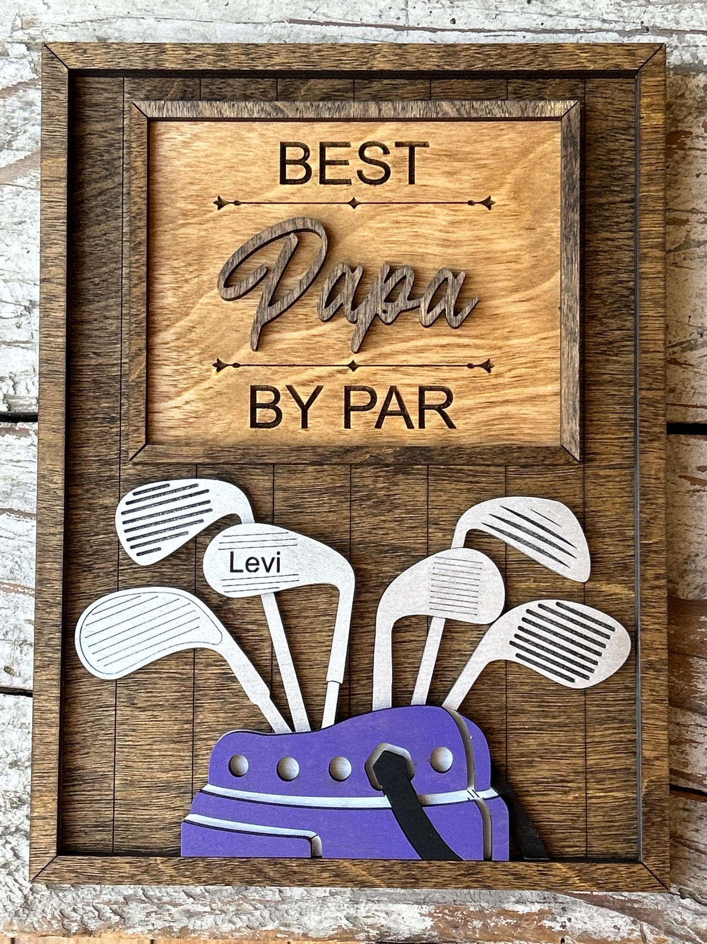 Extra Golf Club for Personalized Dad or Grandpa Golf Sign | Best Dad by Par Fathers Day Golfing Gift for Daddy | Papa Pops Pappy