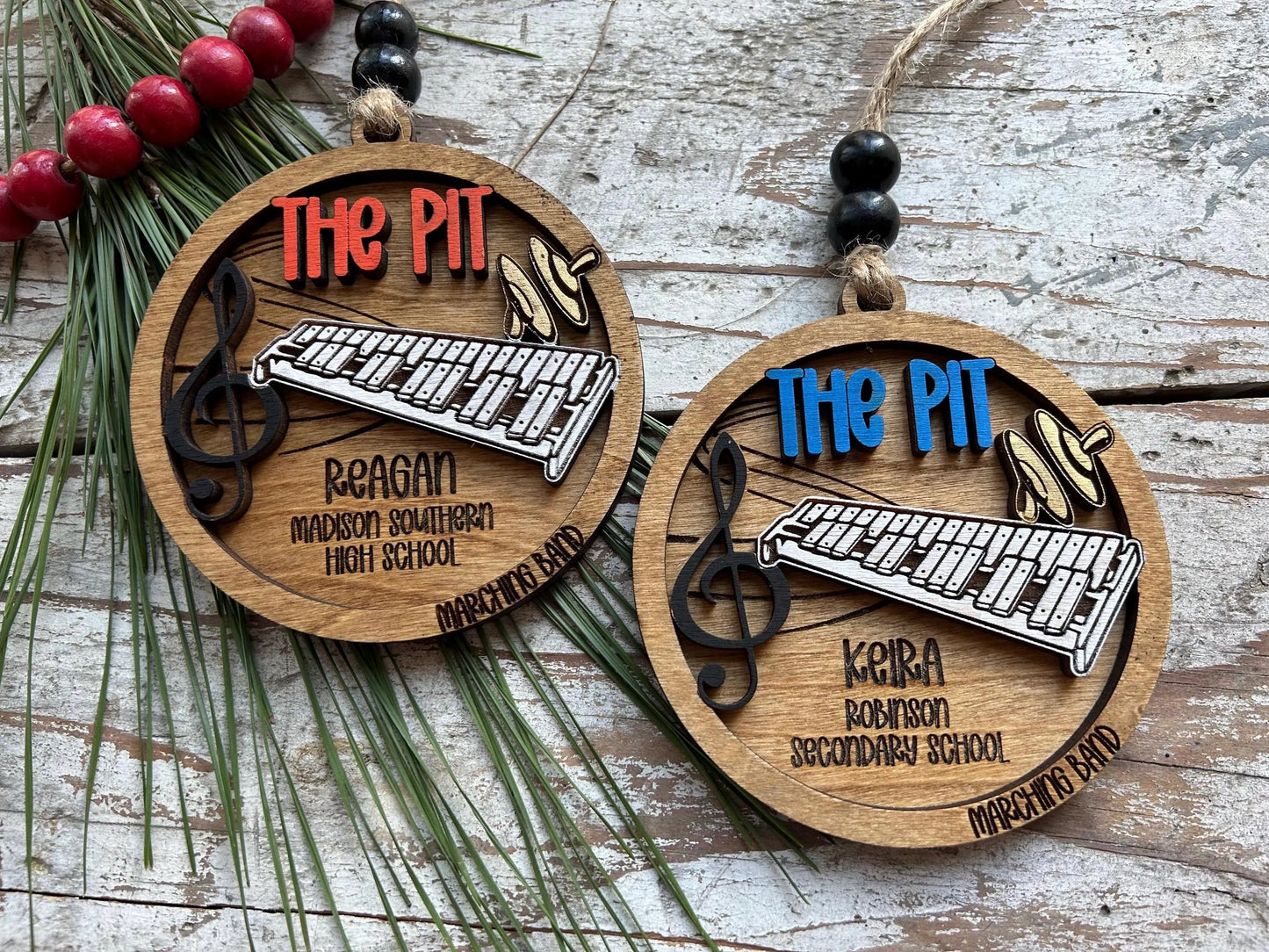 Personalized Pit Marching Band Christmas Tree Ornament | Percussion Xylophone | Triangle | The Pit Custom Band Gift | Gift for Band Director