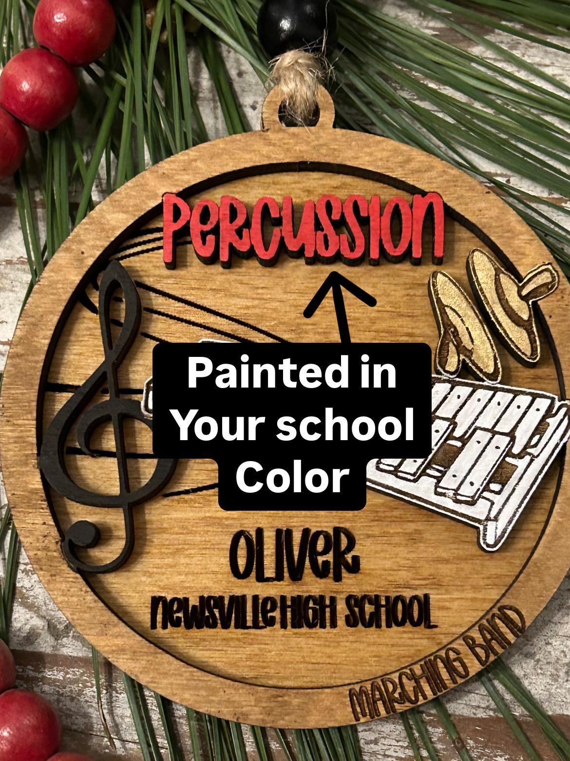 Personalized Percussion Marching Band Christmas Tree Ornament |  Xylophone | Triangle | The Pit Custom Band Gift | Gift for Band Director