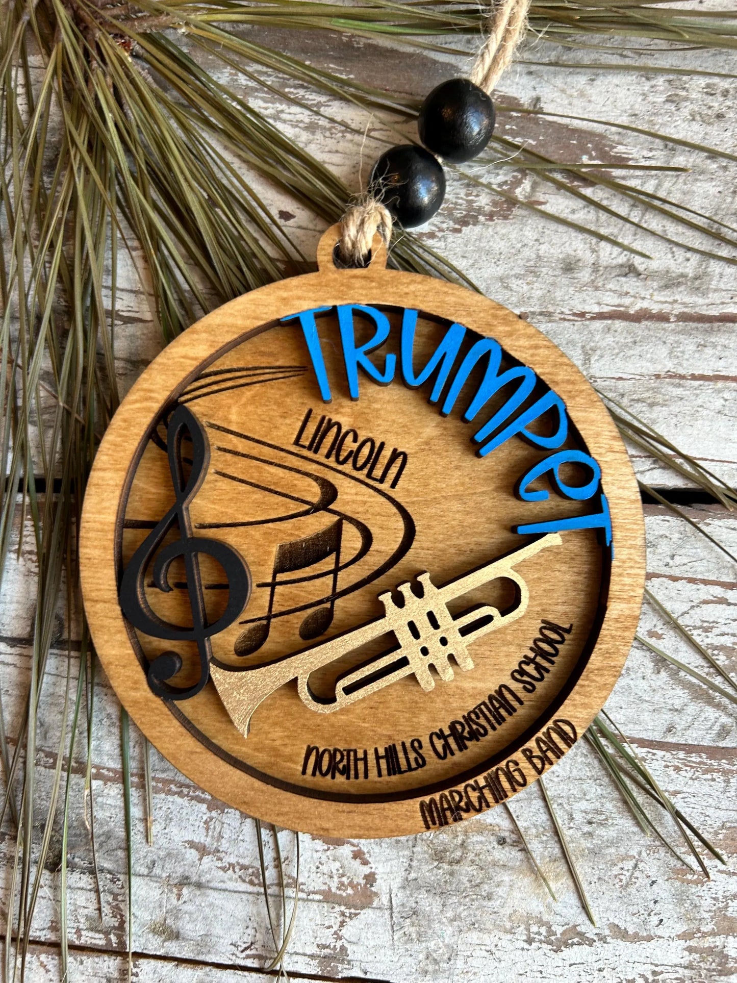Personalized Trumpet Marching Band Christmas Tree Ornament | Brass Music Instrument Ornament | Custom Band Gift | Gift for Band Director