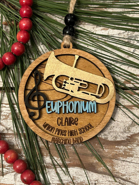 Personalized Euphonium Marching Band Christmas Tree Ornament | Brass Music Instrument Ornament | Custom Band Gift | Gift for Band Director