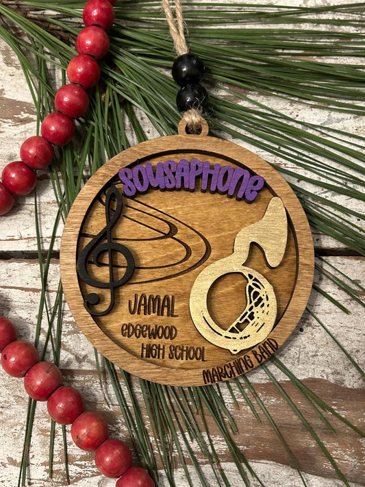 Personalized Sousaphone Marching Band Christmas Tree Ornament | Brass Music Instrument Ornament | Custom Band Gift | Tuba Player |