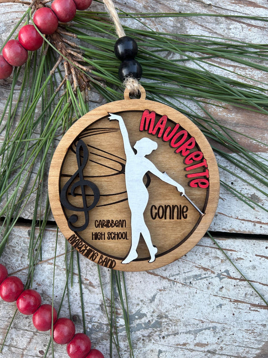 Personalized Majorette Marching Band Christmas Tree Ornament | Baton Twirler Custom Band Gift | Custom Twirl Strong | Majorette Team Gift