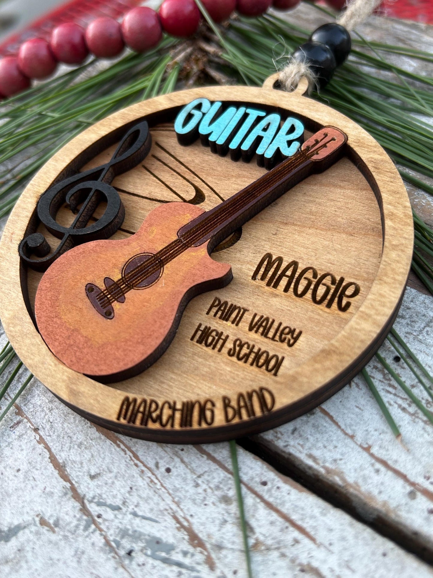 Personalized Electric Guitar Marching Band Christmas Tree Ornament |  Electric Guitar Player | Custom Guitar Gift | Gift for Guitar Lover