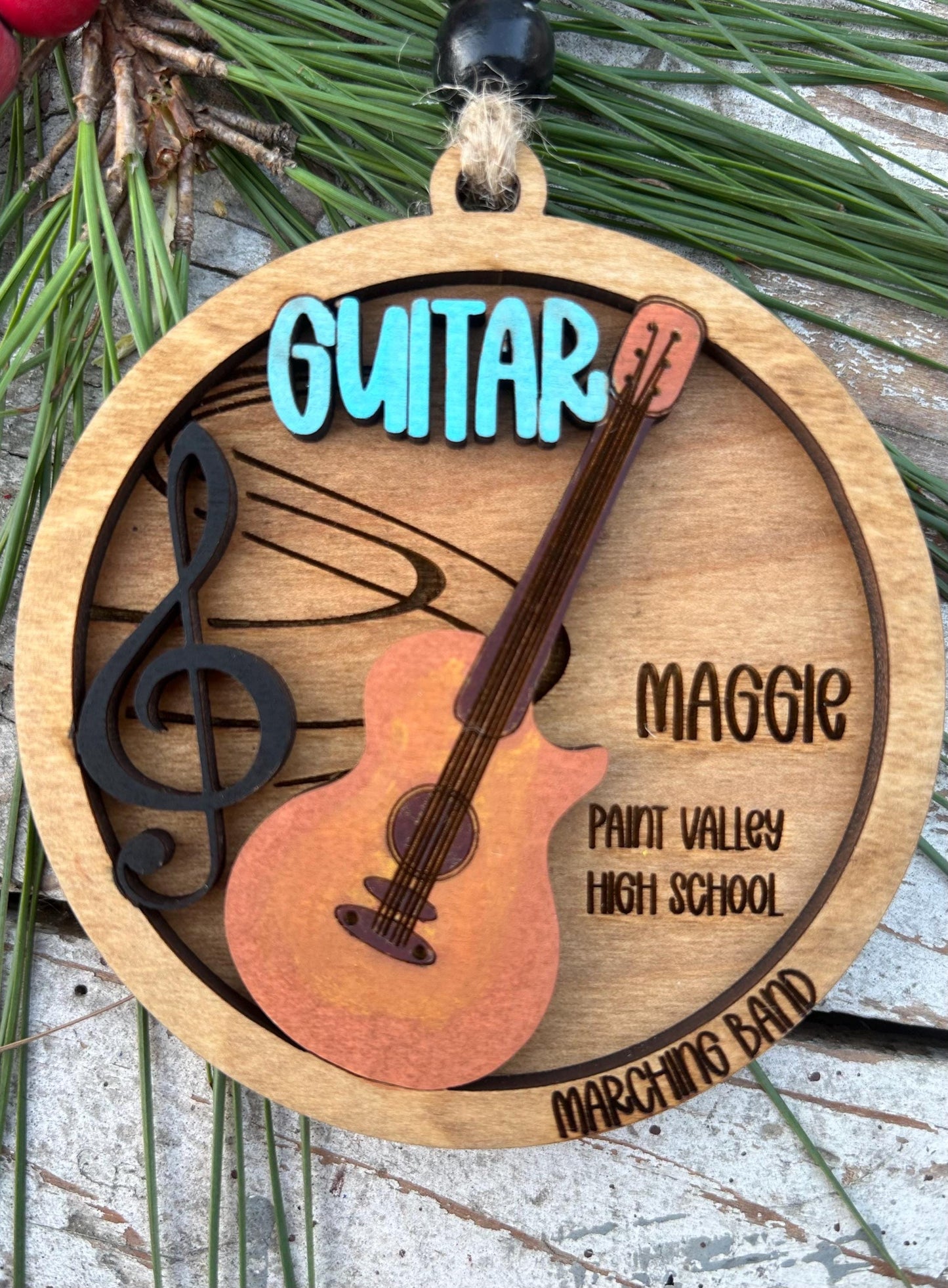 Personalized Electric Guitar Marching Band Christmas Tree Ornament |  Electric Guitar Player | Custom Guitar Gift | Gift for Guitar Lover
