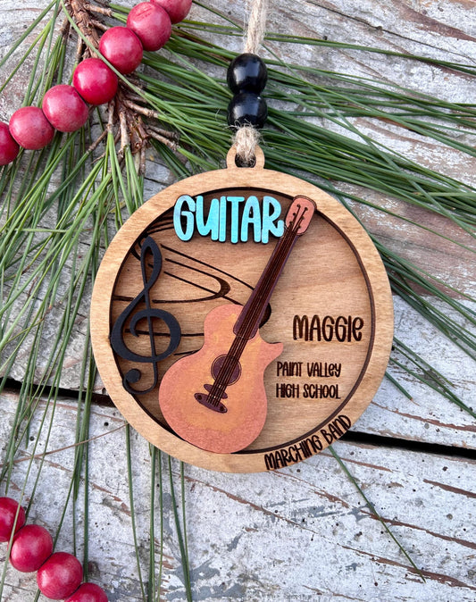 Personalized Electric Guitar Marching Band Christmas Tree Ornament |  Electric Guitar Player | Custom Guitar Gift | Gift for Guitar Lover