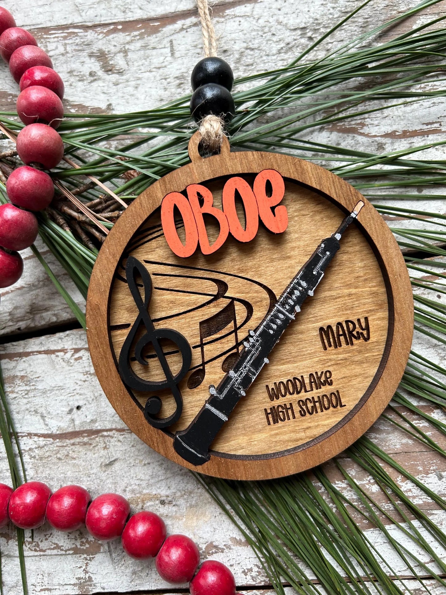 Personalized Oboe Marching Band Christmas Tree Ornament | Music Instrument Ornament | Woodwinds Custom  Band | Gift for Band Director