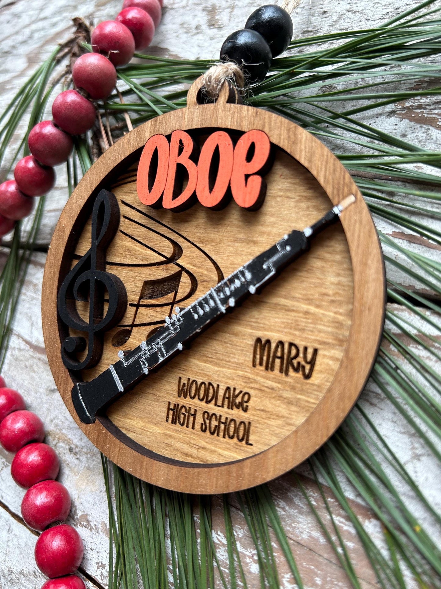 Personalized Oboe Marching Band Christmas Tree Ornament | Music Instrument Ornament | Woodwinds Custom  Band | Gift for Band Director