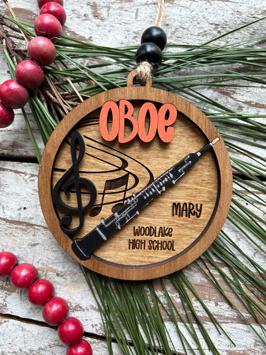 Personalized Oboe Marching Band Christmas Tree Ornament | Music Instrument Ornament | Woodwinds Custom  Band | Gift for Band Director