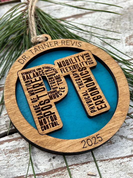 Personalized Physical Therapist Christmas Tree Ornament | Custom PT Thank You Present | Doctor of Physical Therapy Graduation Gift | DPT  Dr