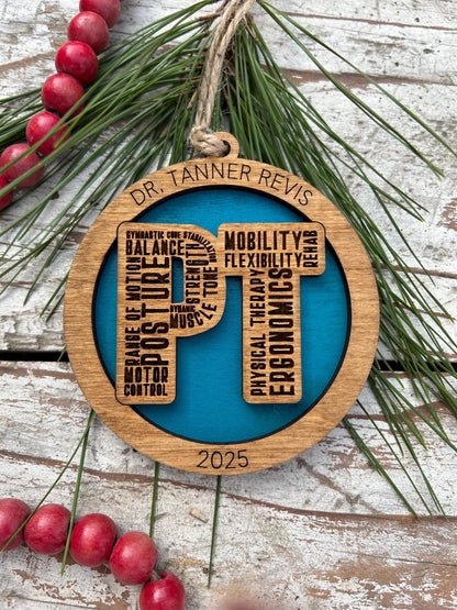 Personalized Physical Therapist Christmas Tree Ornament | Custom PT Thank You Present | Doctor of Physical Therapy Graduation Gift | DPT  Dr