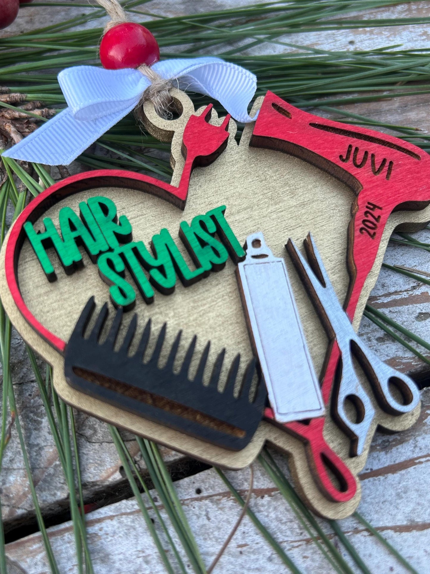 Personalized Hair Stylist Christmas Tree Ornament | Salon Hairdresser Appreciation Thank You Gift | Cosmetology Student Graduation Present