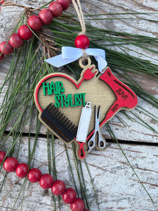 Personalized Hair Stylist Christmas Tree Ornament | Salon Hairdresser Appreciation Thank You Gift | Cosmetology Student Graduation Present