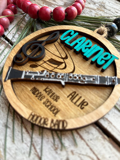 Personalized Clarinet Marching Band Christmas Tree Ornament | Music Instrument Ornament | Woodwinds Custom  Band | Gift for Band Director