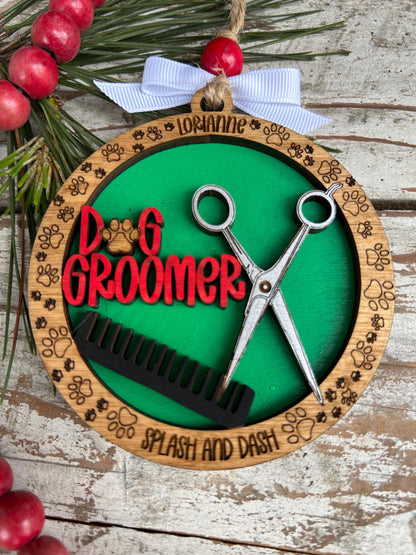 Personalized Dog Groomer Christmas Tree Ornament | Pet Groomer Gift | Holiday Present For Animal Care | Appreciation Gift Puppy Groomer