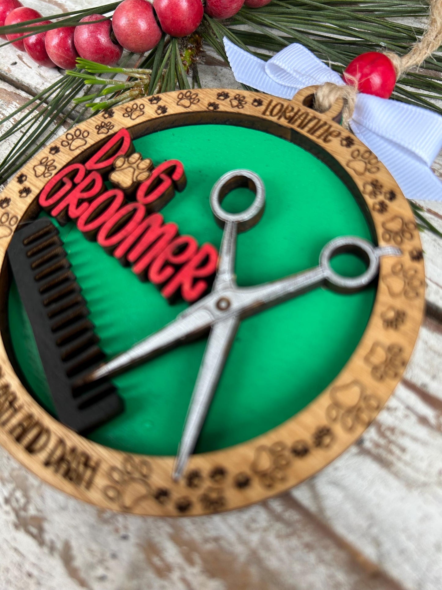 Personalized Dog Groomer Christmas Tree Ornament | Pet Groomer Gift | Holiday Present For Animal Care | Appreciation Gift Puppy Groomer