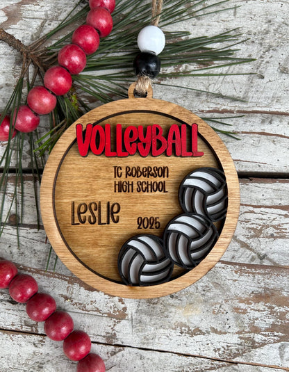 Personalized Volleyball Player Christmas Tree Ornament | Gift for High School Volleyball Team | Custom Volleyball Ornament for Her |