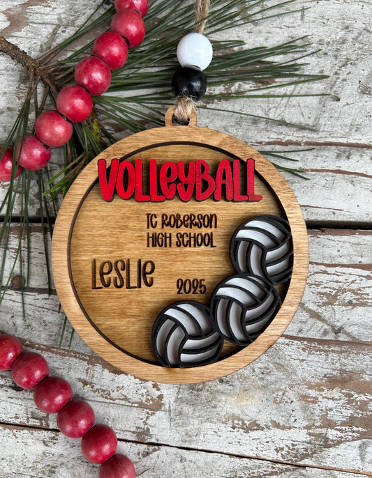 Personalized Volleyball Player Christmas Tree Ornament | Gift for High School Volleyball Team | Custom Volleyball Ornament for Her |