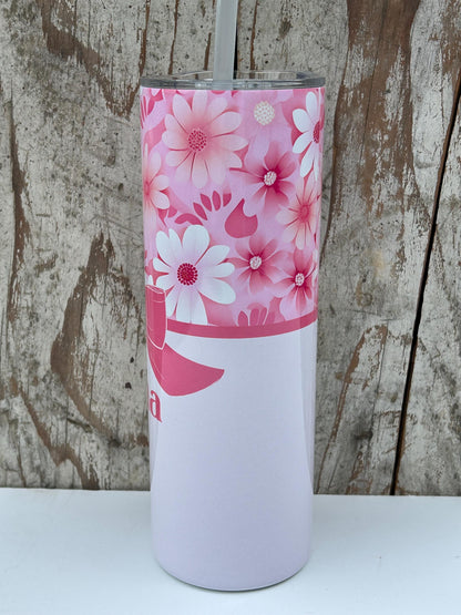 Personalized Mom Pink Daisy Tumbler with Kids Names | Coquette Bow | New Mommy Mama Stainless Steel 20 oz Flower Cup | Mothers Day Gift