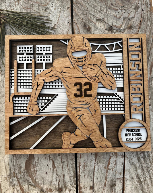 Personalized Football Player Sign | College High School Football Team | Custom Football Player Ornament | Senior Football Gift | Quarterback