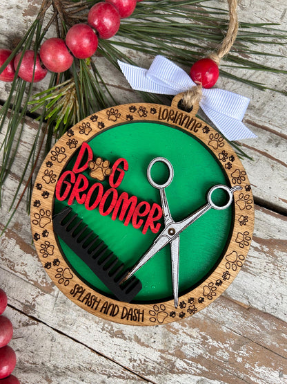 Personalized Dog Groomer Christmas Tree Ornament | Pet Groomer Gift | Holiday Present For Animal Care | Appreciation Gift Puppy Groomer