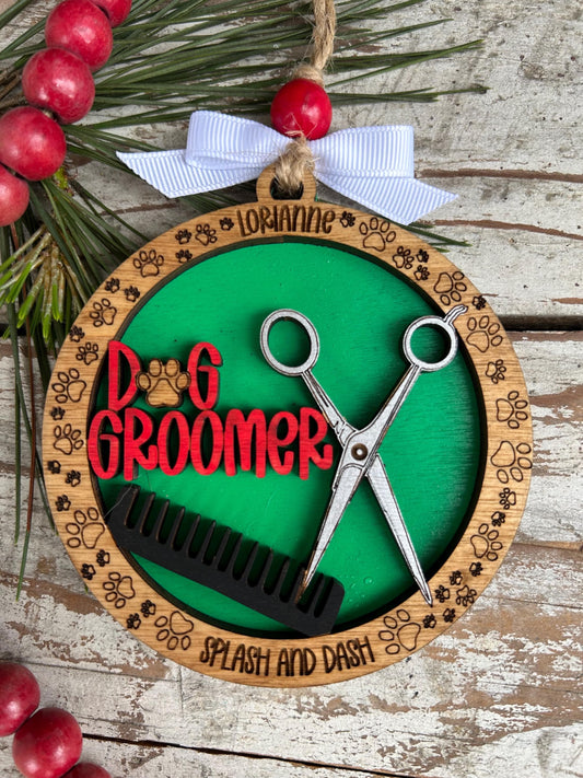 Personalized Dog Groomer Christmas Tree Ornament | Pet Groomer Gift | Holiday Present For Animal Care | Appreciation Gift Puppy Groomer